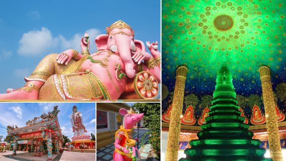 Bangkok, Thái Lan | Dịch vụ đưa đón khứ hồi Pink Ganesha + Wat Paknam | Bao gồm đón và trả khách tại khách sạn