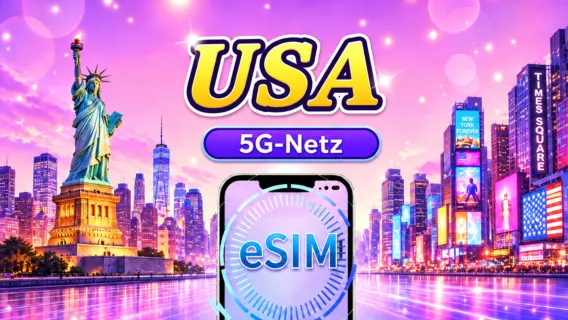 USA 5G eSIM | Unterstützt beliebte Apps wie TikTok & Google Maps | Tagespaket/Datenpaket | 1-30 Tage | Abrechnung nach 24-Stunden-Zyklus | QR-Code