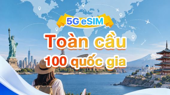 Toàn cầu (100 quốc gia) 5G/4G eSIM | Hỗ trợ mọi AI&TikTok | 500MB/ngày - Tổng 50GB | 1-90 ngày | Tính phí theo 24 giờ | Mã QR