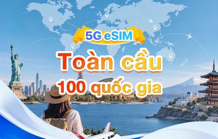 Toàn cầu (100 quốc gia) 5G/4G eSIM | Hỗ trợ mọi AI&TikTok | 500MB/ngày - Tổng 50GB | 1-90 ngày | Tính phí theo 24 giờ | Mã QR