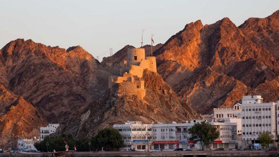 Oman Muscat Arabian wooden boat sunset cruise tour [sea sightseeing|Romantic Sunset