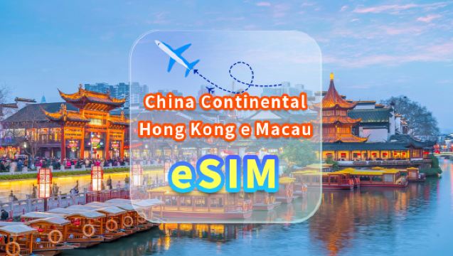 China, Hong Kong e Macau | eSIM 5G | Ilimitado | Rede de alta velocidade | Não necessita de cartão | Dias naturais | Código QR
