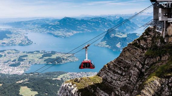 Schweiz Luzern Pilatus Bootsfahrt Seilbahn Zahnradbahn Selbstbedienung Tagesausflug