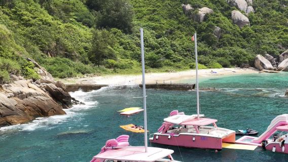 三亞後海浮潛基地戶外俱樂部體驗潛水浮潛3小時【海棠灣後海浮潛不限時海釣滑梯帆船一價全含送拍攝】