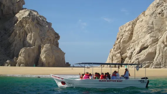 Barca con fondo di vetro di Cabo: arco, vita marina e viste panoramiche