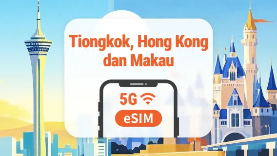 eSIM 5G China, Hong Kong dan Makau | Mendukung ChatGPT & TikTok | 1–30 Hari | Kode QR Instan