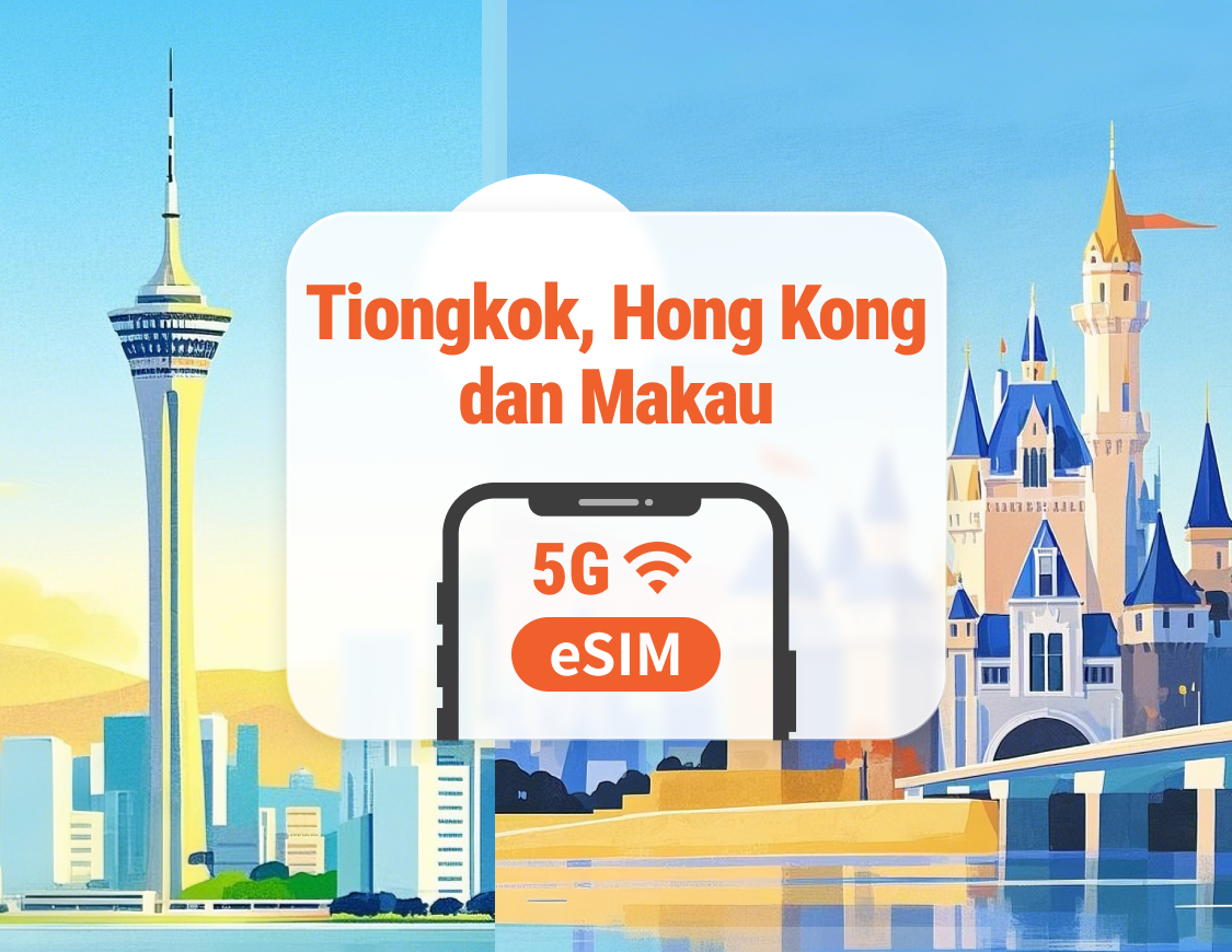 Tiongkok Daratan · Hong Kong · Makau 5G eSIM | Akses penuh ke AI & TikTok | 1–30 Hari / 365 Hari | Kode QR Instan