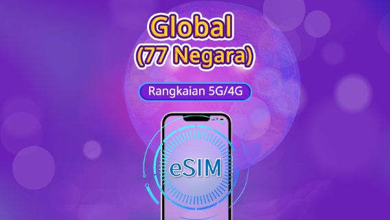 Global (66 negara) | 4G/5G eSIM | Pakej data | Caj 24 jam | 1-7 hari | Kod QR