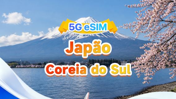 Japão/Coreia do Sul 5G eSIM universal|Múltiplas redes·Suporte para ChatGPT & Google Maps|500MB/dia - Total 50GB|1-30 dias|Cobrança de 24 horas|Código QR