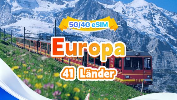 Europäische 5G/4G eSIM | Tagespaket/Gesamtpaket | 500 MB/Tag – insgesamt 50 GB | 1–30 Tage | 24-Stunden-System | QR-Code