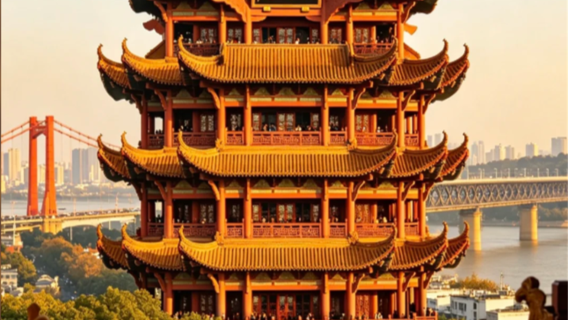 [Wuhan lawatan sewa peribadi] Menara Bangau Kuning + Menara Qingchuan + Jambatan Sungai Yangtze Wuhan
