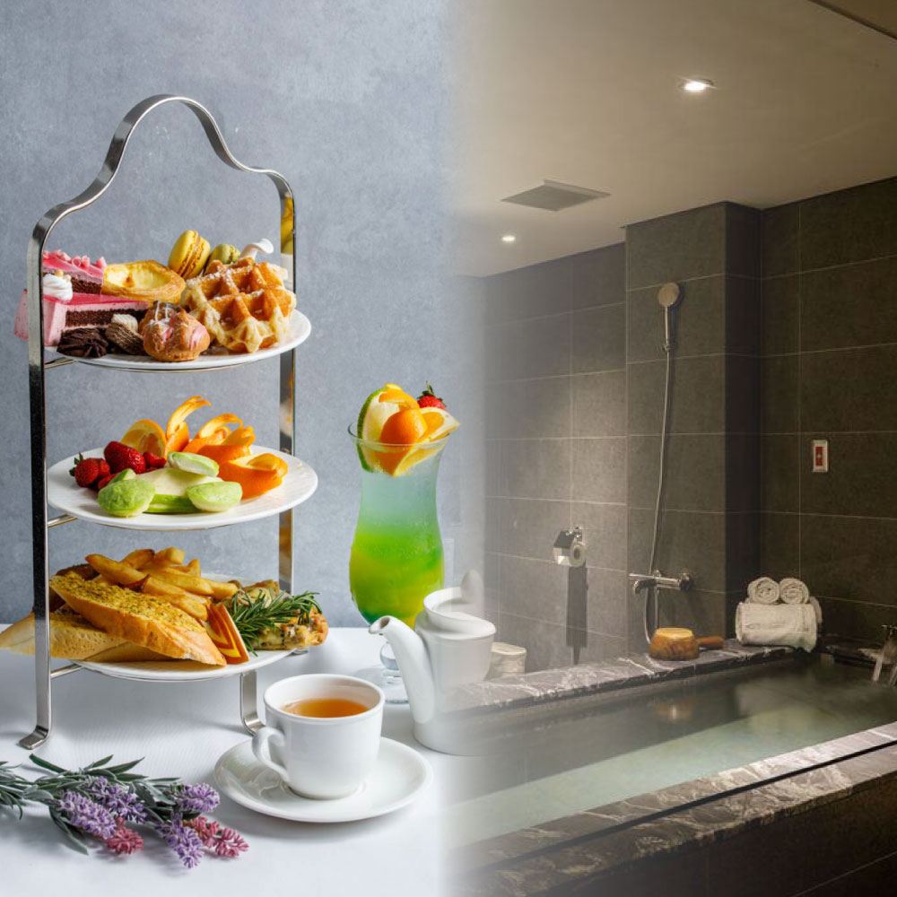 Beitou Genießen Sie 90 Minuten Hotspring-Bad in einem Doppelzimmer + Afternoon-Tea-Set (Oktober bis März an Feiertagen + NT$400 für 2 Personen)