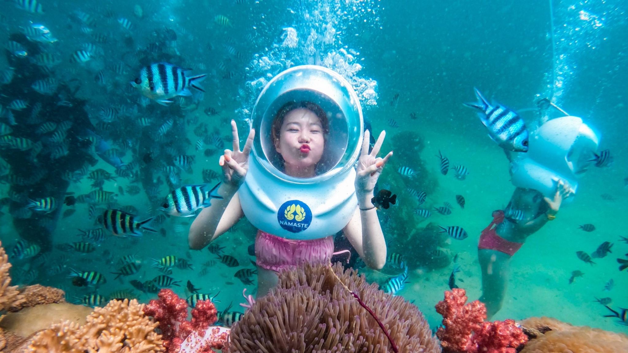 Tour di un giorno alle tre isole di Phu Quoc Island [Esplorazione corallina + Camminata sottomarina/Snorkeling/Motoscafo]