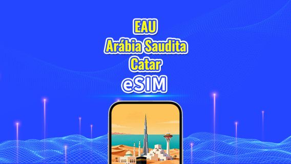 EAU/Arábia Saudita/Qatar eSIM 5G | Plano Diário/Pacote de Dados Total | 1-30 Dias | Faturação de 24 Horas | Código QR