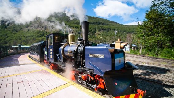 Train de la Terre de Feu + croisière dans le canal de Beagle au Département d'Ushuaïa en Argentine - Phare / Bureau de poste / Île aux lions de mer