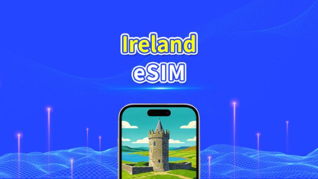 Ierland eSIM | 4G/5G | hoog snelheidsnetwerk | Dagelijks/totaal datapakket | 24-uurs facturatie | 1-30 dagen | QR-code