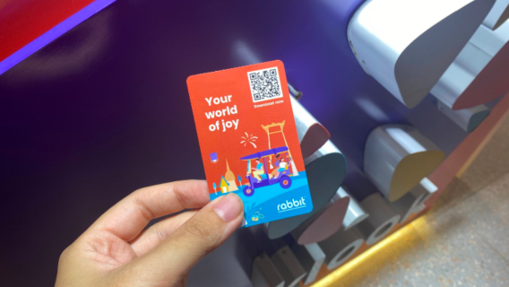 Bangkok BTS skytrain rabbit card available at Suvarnabhumi Airport arrival hall includes THB 100 for unlimited rides on Bangkok's main transportation and Chao Phraya River tourist cruise