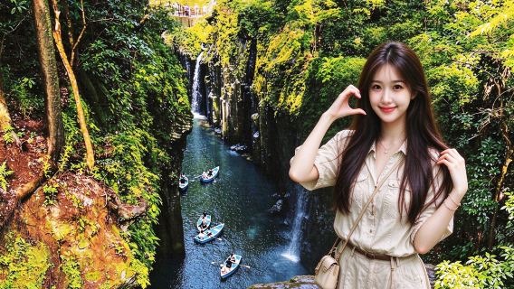 [Lunch Cruise Ticket Optional] One-Day Tour of Takachiho Gorge in Kyushu, Japan + Kumamoto Aso Volcano and Kusasenri Scenic Area
