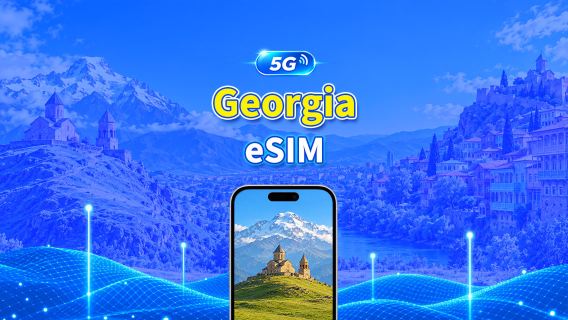 Georgia 5G/4G eSIM | 3 redes incluidas | Compatible con IA y TikTok | Paquete diario/datos totales | Facturación cada 24 horas | 1–30 días | QR Code