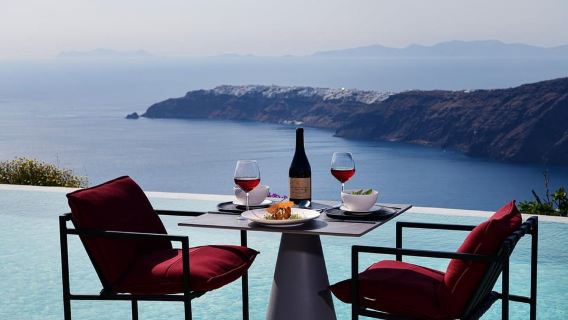 Imerovigli: Cata de vinos premium con vistas a la caldera y al mar