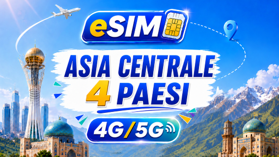 4 Paesi dell'Asia Centrale | eSIM 5G/4G | Supporta tutti i servizi AI & TikTok | 500MB/giorno - Totale 100GB | Addebito ogni 24 ore | Codice QR