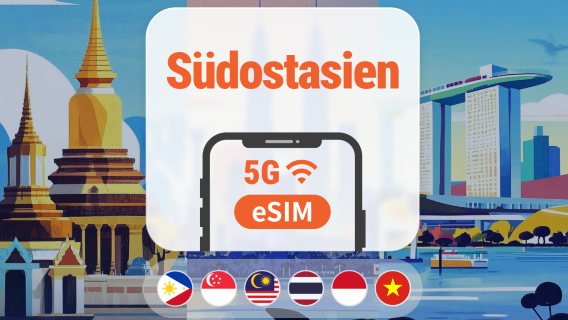 Südostasien 6 Länder 5G eSIM | Multi-Netzwerk • Alle KI unterstützt | 1–30 Tage | QR-Code