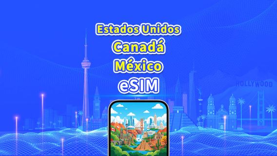 EE. UU., Canadá, México eSIM | 5G/4G | Paquete de datos diario/total | 1–30 días | Facturación por 24 horas | Código QR