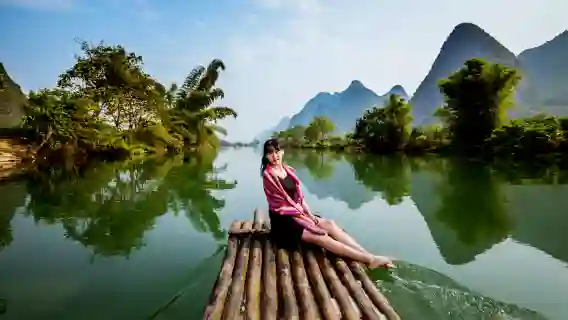 【7人團丨私人導覽】陽朔遇龍河竹筏漂流+漓江楊堤竹筏+古鎮畫廊