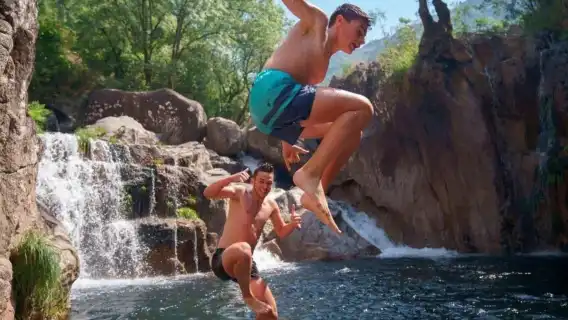 Waterfall, Lagoon and Old Village in Peneda-Gerês National Park