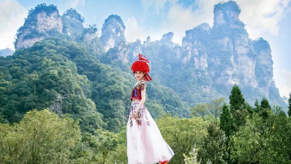 Tour VIP di un giorno a Zhangjiajie nel Parco Nazionale Forestale con accesso prioritario e frutta illimitata all'ingresso dell'attrazione