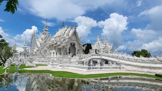 Thailand Chiang Rai Wat Rong Khun - White Temple, Wat Rong Suea Ten - Blue Temple, and Baan Dam Museum day tour (optional add-ons: Long Neck Karen tribe, Golden Triangle)