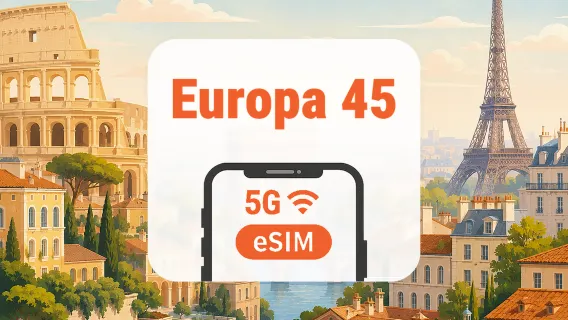Europa 45 Países 5G eSIM | Apps de IA y TikTok | 1–30 Días | Código QR