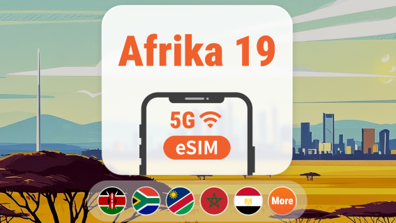 Afrika 19 Länder 5G eSIM | KI-Apps & TikTok | 1–30 Tage | QR-Code