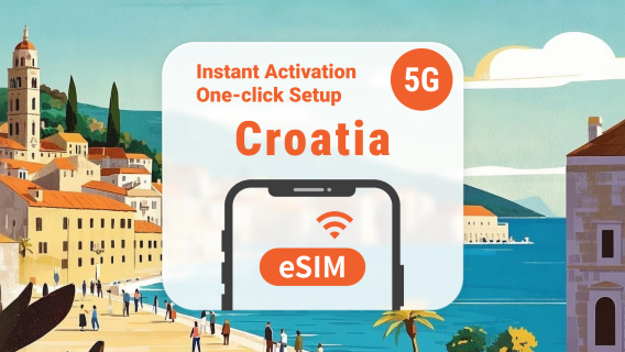 Kroatië 5G eSIM | Meerdere netwerken | 1–30 dagen | Directe QR-code