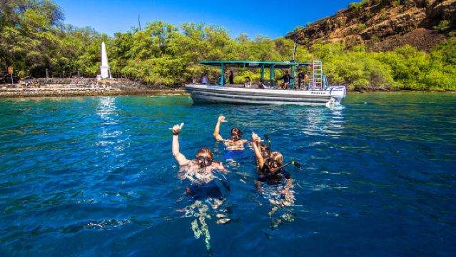 Big Island: tour in barca di mezza giornata a Kona con snorkeling e pranzo