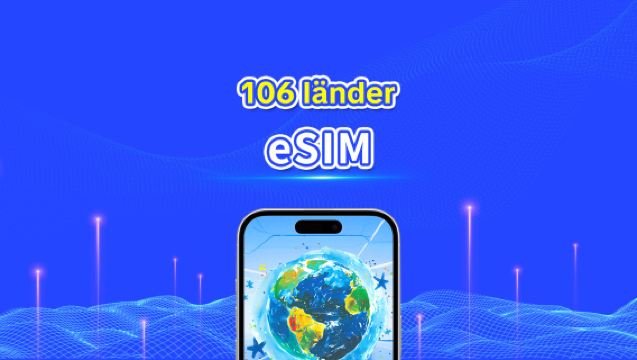 Global eSIM för 106 länder | 4G/5G | Höghastighetsdata | Daglig paket/datapaket | 24-timmars debitering | 1-30 dagar | QR-kod