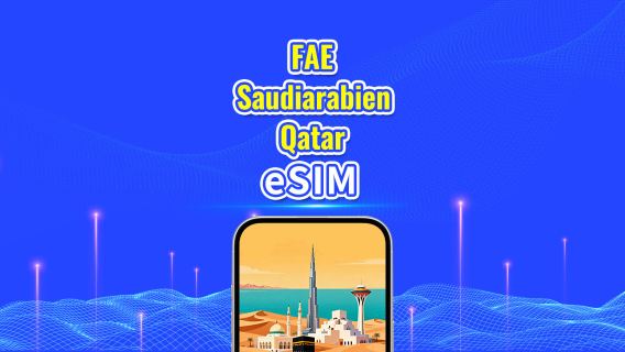 Förenade Arabemiraten/Saudiarabien/Qatar 5G eSIM | Dagspaket/Totalt datapaket | 1–30 dagar | 24-timmars debitering | QR-kod