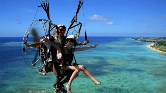 Powered paragliding experience in Okinawa, Japan (soar high to overlook the azure coastline + suitable for beginners)