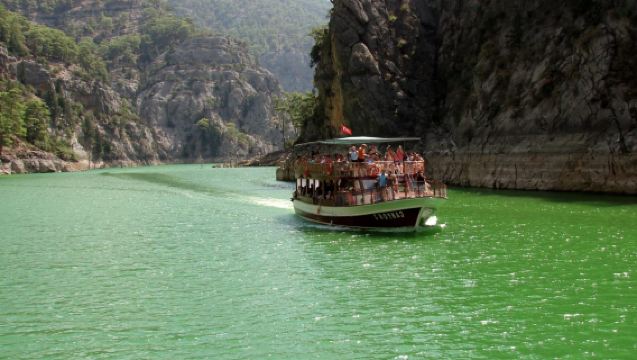 Green Canyon Boat Tour with BBQ Lunch, Soft Drinks & Transfer from Antalya