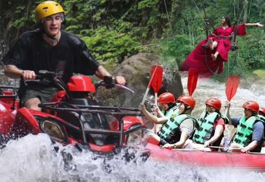 Ubud 1Day Tour of Thrilling Adventure: ATV Ride, River Rafting, Rice Terrace Swing