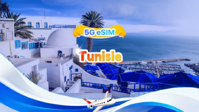 Tunisie 4G eSIM | Forfait complet | 1 Go à 30 Go | 3 à 30 jours | Code QR