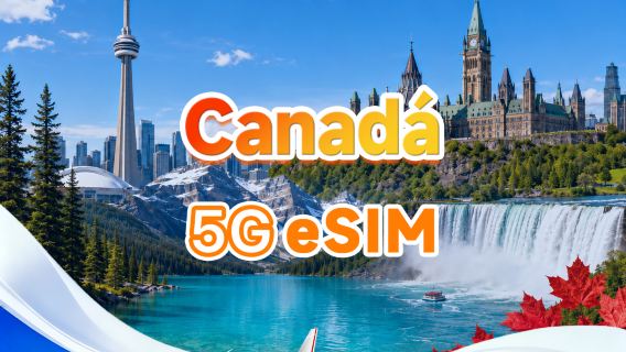 Canadá eSIM 5G | Paquete de datos total | Total 1GB-30GB | 3-30 días | 24 horas | Código QR