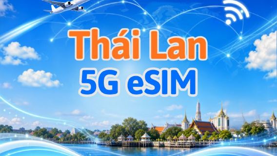 Thái Lan | eSIM 5G | Vé ngày/Gói tổng | Tính phí mỗi 24 giờ | 1-30 ngày | Mã QR