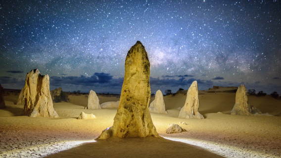 Tour al tramonto e osservazione delle stelle al Deserto dei pinnacoli sulla costa nord di Perth in Australia ※ tour di gruppo in lingua straniera