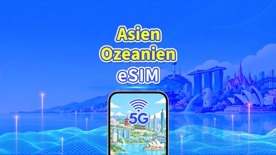 eSIM für Asien-Pazifik | 5G/4G | Highspeed-Daten | Tagesdatenvolumen/Datentarif | 24-Stunden-Service | 1–30 Tage | QR-Code