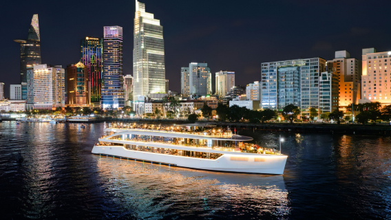 Experiencia de cena en el crucero Elite Of Saigon en Ho Chi Minh, Vietnam – Disfruta de deliciosos manjares y vistas panorámicas de Saigón