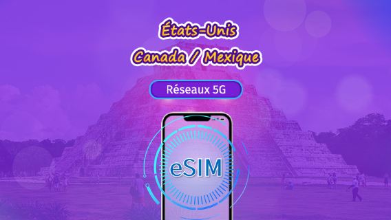États-Unis/Canada/Mexique | eSIM 5G/4G | Forfait journalier/forfait total | Facturation par jours naturels | 1 à 90 jours | Code QR