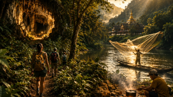 Laos - Luang Prabang: Excursión de medio día en inglés con senderismo por el bosque del pueblo de Xiangman / Reserva disponible para 1 persona