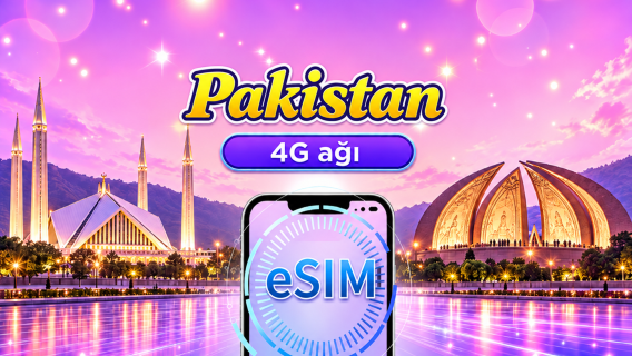 Pakistan | 4G eSIM | Günlük Paket/Veri Paketi | 1-30 Gün | Tiktok&ChatGPT Desteği | 24 Saatlik Ücretlendirme | QR Kodu