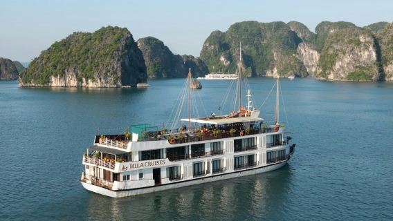 อ่าวฮาลอง: ล่องเรือมิลา 2 วัน 1 คืน + ซองซอตและติท็อป + อาหาร + บริการรับส่ง (เลือกได้)